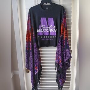 Upcycled Soul of Motown Graphic Crop Tshirt Poncho